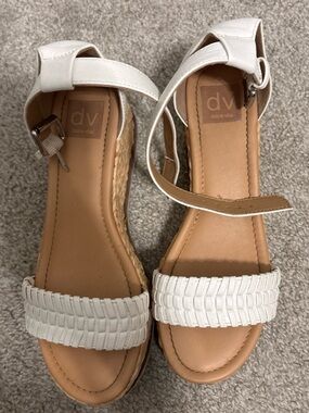 Dolce Vita White Woven-Strap Espadrille Wedge Sandals